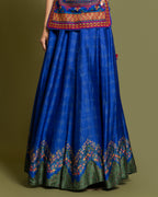 COBALT RESHAM TUNIC SKIRT SET WITH DUPATTA