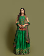 EMERALD RESHAM TUNIC SKIRT SET WITH DUPATTA