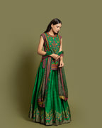 EMERALD RESHAM TUNIC SKIRT SET WITH DUPATTA