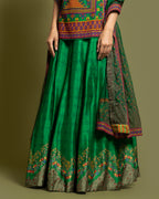 EMERALD RESHAM TUNIC SKIRT SET WITH DUPATTA